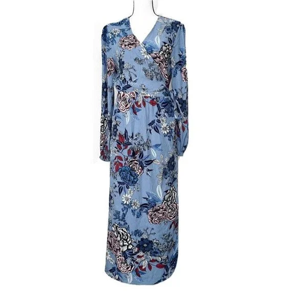 Gestuz Dresses Gestuz Blue Floral Begonia Wrap Dress Womens